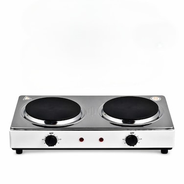 2000W Double Burner Stone Electric Stove - Portable Dual Hot Plate Countertop Cooktop

