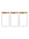 3 Piece Glass Food Container Set With Airtight Bamboo Lid Clear 750ml