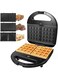 DUKASOU 750W Sandwich Makers 2 Slot Waffle Makers,3 in 1 Interchangable Sandwich Grill Toastie Makers with Non-Stick Detachable Plates,LED Indicator Lights, Anti-Skid Feet