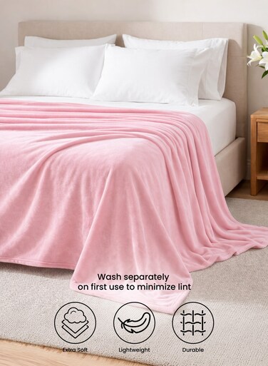 Double Solid Flannel Fleece Blanket &acirc;&euro;&ldquo; Ultra Soft Polyester Double Bed Blanket, Machine Washable