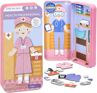 mierEdu Magnetic Game Box &ndash; Nurse Dress Up   Portable Magnetic Dress-Up Puzzle for Kids Ages 3+   Creative &amp; Educational Role-Play Toy