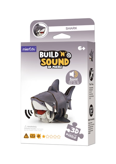 mierEdu Build-N-Sound 3D Puzzle Shark &ndash; Eco-Friendly DIY 3D Shark Model Kit, Educational &amp; Interactive Puzzle Toy for Kids &amp; Adults