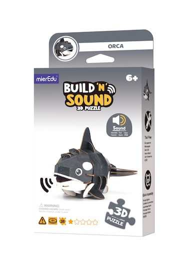 mierEdu Build-N-Sound 3D Puzzle Orca &ndash; Eco-Friendly DIY 3D Whale Puzzle Toy for Kids &amp; Adults, Educational &amp; Decorative 3D Model
