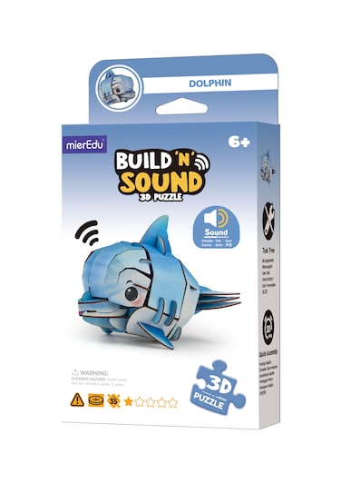mierEdu Build-N-Sound 3D Puzzle Dolphin &ndash; Eco-Friendly DIY 3D Dolphin Model Kit, Educational &amp; Creative Puzzle Toy for Kids &amp; Adults