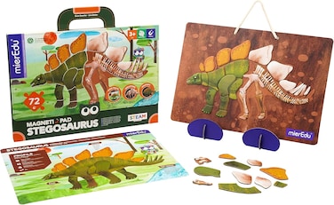 mierEdu Stegosaurus Magnetic Puzzle / Magnetic Pad   Dinosaur Anatomy &amp; Puzzle Learning Toy   Ages 3+   Educational, Screen-Free &amp; Interactive