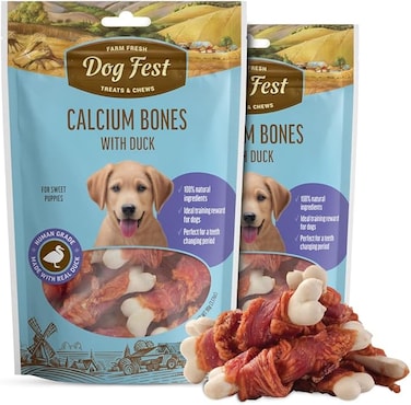 Dog Fest Calcium Bones With Duck For Puppies - 90G (3.17Oz)