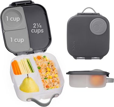 b.box Mini Lunchbox, Bento Box With 3 Compartments (2 Leakproof), Ideal For Toddlers, Kids Lunch &amp; Snacks, Fits Whole Piece Of Fruit, BPA Free