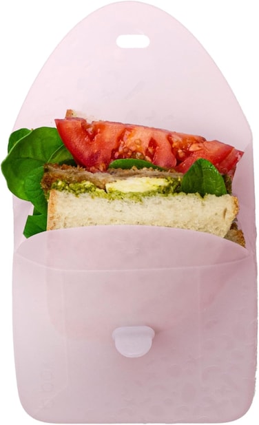 b.box New Silicone Sandwich Pocket, Reusable Silicone Pouch, Bento Box Divider, Fits In Lunch Box, Microwave, Freezer &amp; Dishwasher Safe, Food Meal Prep Storage Container (Ages 3+, Berry)