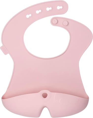 b.box Silicone Bib, Stay Open Catcher, Rolls For Easy On The Go Use, Non-Stick Silicone, Adjustable, Tapered Fit, Dishwasher Safe, From 4M+