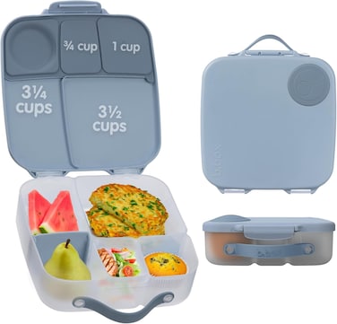 b.box Oversized Lunch Box For Kids: Bento Box With 4 Compartments (2 Leak Proof), Removable Divider, Gel Cold Pack. For Older Kids And Big Eaters Ages 3+. School Supplies