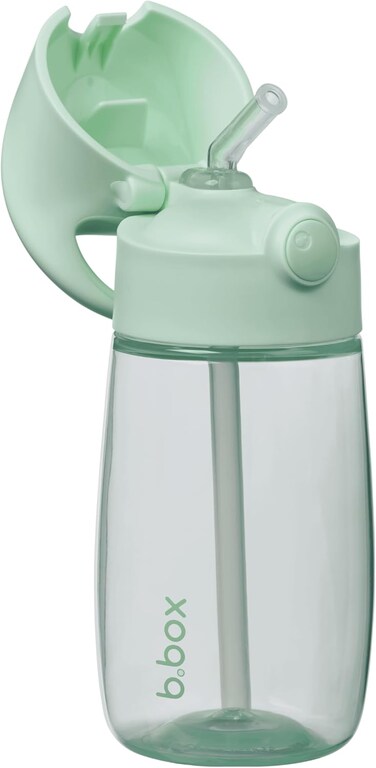 b.box Junior Drink &amp; Water Bottle - Spearmint, Easy Grip Bottle And Leakproof Lid, Cute Toddler-Friendly Design, Flip Top Straw, 450ml/15Oz