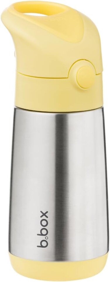 b.box 12 Oz Insulated Water Bottle: Keeps Drinks Cold Up To 8 Hours, Warm Up To 6 Hours. Triple Wall Stainless Steel Kids Water Bottle W/Free Flow Silicone Straw Top. Leakproof &amp; Dishwasher Safe
