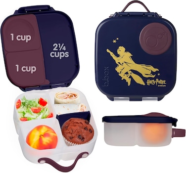b.box Harry Potter, Mini Lunchbox Batman Edition, Leak-Proof Bento Lunch Container For Kids, Compact Design With Customizable Compartments, Easy-Grip Handle &amp; Secure Clip, BPA-Free