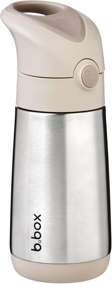 b.box Insulated Drink Bottle With Straw, Cold Insulation, Heat Retention, One Push Type, Top Level Dishwasher Safe [b.box Genuine] [Stainless Steel Bottle] (Latte, 11.8 Fl Oz (350 ml)