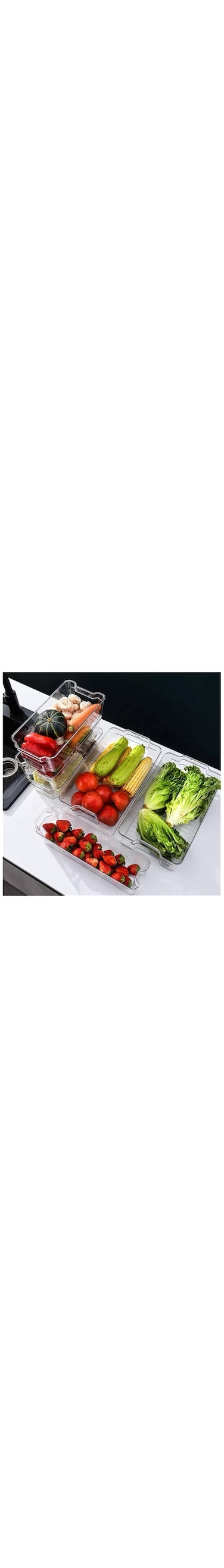 Refrigerator Drawer Organizer Pullable Multifunctional Clear Durable Fridge Drawer Fridge Organizer Bin for Home or restaurants PET(polyethylene glycol terephthalate)