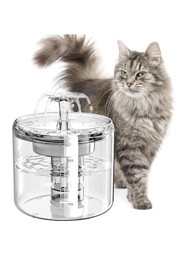 TDOO Cat Water Fountain 88oz/2.6L, Transparent Pet Water Dispenser With Ultra-Quiet Smart Auto Power-off Pump, with Filter, Suitable For Indoor Cats, Small And Medium Dogs