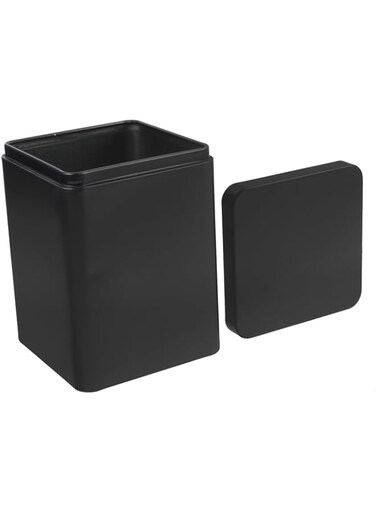 Tazweeq Metal Cookie Tins,Tea Storage Small Tin,Empty Cube Tin,Square Metal Tin,Square Tea Tin,Food Storag,Canister Candle Making Tin,Black Metal Square Tea Can(6 Pcs)