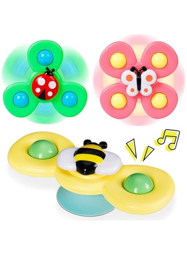 Suction Cup Spinner Toys for 1 2 Year Old Boys Spinning Toys 12-18 Months Sensory Toys for Toddlers 1-3 First Birthday Baby Gifts for Infant Sensory Baby Bath Toys
