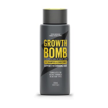 Growth Bomb 2 in 1 Shampoo and Conditioner - Natural 2 in 1 Shampoo and Conditioner for Men & Women, Use on Mens Thin Hair, Support for Thick, Full Hair, Caffeine from Yerba Mate - 300 mL
