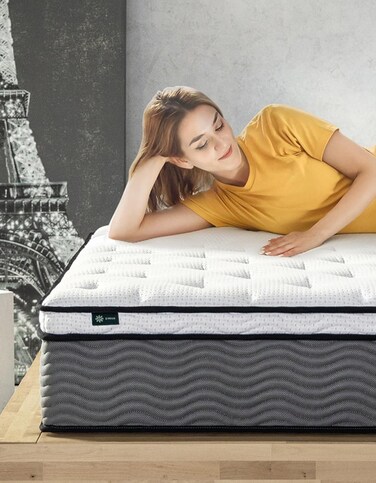 ZINUS 12 Inch Pocket Spring Hybrid Mattress Extra Firm Feel Heavier Coils Twin Size