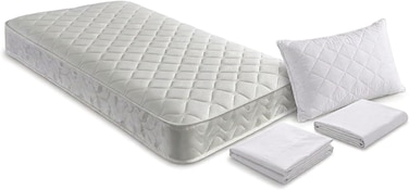 Orthopedic Single Medicated Mattress 190&times;90cm with Pillow, Pillow Cover &amp; Bedsheet   Firm Foam Mattress for Back Support &amp; Comfortable Sleep (190 x 90 x 14 cm, Complete Single Bed Bedding Bundle)