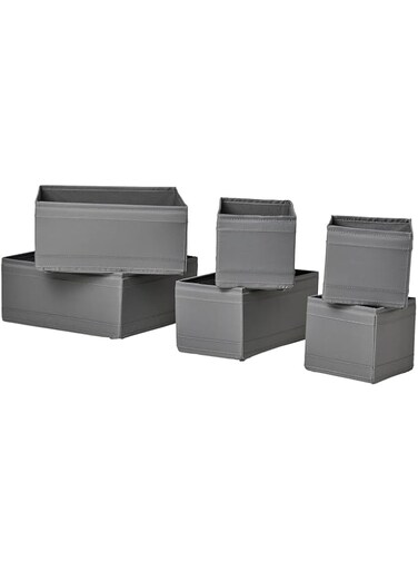 Ikea SKUBB Box, Set of 6, [Dark Grey]