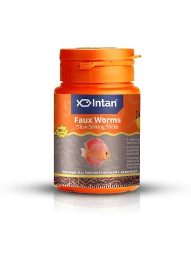 Intan Growel Faux Worm Sticks (0.7Mm X 3-4.5Mm Slow Sinking)   35Gm - Highly Nutritious Ornamental Fish Food for All - Discus, Loaches, Large Tetras &amp; Small Cichlids