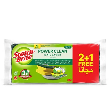 Scotch-Brite Heavy Duty Classic Nail Saver Scrub Sponge 3 PCS