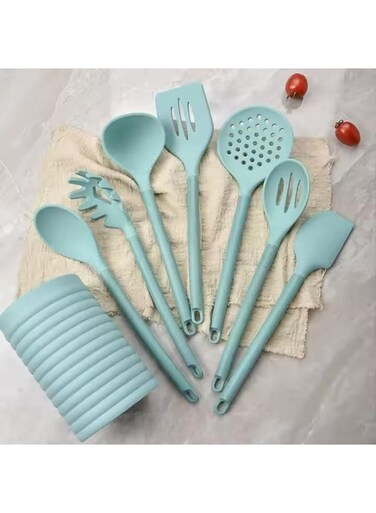 B&amp;S 8-Piece Silicone Cooking Utensils Set Heat-Resistant, Non-Stick Kitchen Tools with Durable Plastic Handles