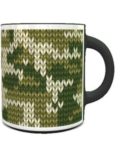 Impress Color Changing Heat Sensitive Coffee Mug with Knitted Military Camouflage Design