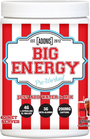 Adonis Gear Adonis Big Energy Pre Workout Cola 414g, Intense Energy, Focus &amp; Pumps