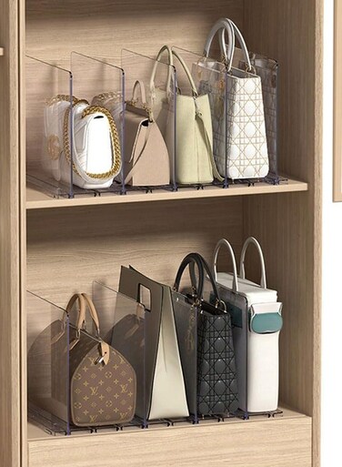 CHIC Acrylic Closet Organizer, Shelf Dividers for Closet Organization, Acrylic Bag Display Stand Rack for Purse, Handbag, Books Organizer and Closets, Cupboard, Desktop Storage