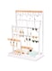 Lolalet Jewelry Stand, 6 Tier Jewelry Rack Necklace Holder Organizer with 15 Hooks and Bottom Tray, Jewelry Tower Display Storage Tree for Bracelets Earrings Rings - White