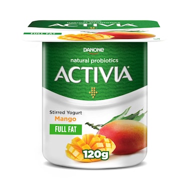 Activia Stirred Yogurt, Dairy Snack, with Probiotics Full Fat Mango, 120g