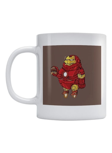 Iron Man Printed Ceramic Mug White/Red/Brown