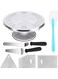 Aluminium Alloy Revolving Cake Stand 12 Inch Cake Turntable with Angled Frosting Spatula Comb Icing Smoother Silicon Spatula and Cake Server Cutter Baking Cake Decorating Supplies