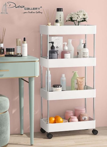 New multi-layer storage cart home storage shelves portable shelves rolling cart wheels for bathroom organizer White