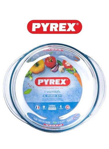 Essential Casserole Round 3L - Durable Borosilicate Glass for Versatile Cooking and Serving Clear