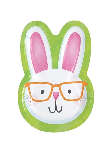Creative Converting Happy Easter Bunny Shape Plate 8 Pieces, 8.75 Inch Size