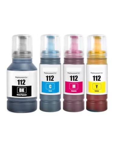 112 Ink Compatible with 112 C13T06C14A C13T06C24A C13T06C34A C13T06C44A Ink Container Refill Ink Multipack for L6490 L6550 L6570 L6580 L1116 0 L15 0150 L15160 L15180(4-Pack)