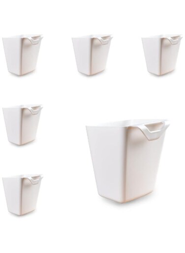 6 Pack Hanging Cup Holders, Wall Organizers, Rolling Cart Accessories Hanging Pen Holders Storage Containers Hanging Buckets for Home Decor Office, Kitchen, Art &amp; Craft Supplies Accessories (White)
