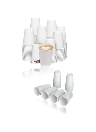Sweet seven Biodegradable White Paper Cups - 9oz (250ml) - 60 Pack for Parties, Birthdays, and Eco-Friendly DIY Projects