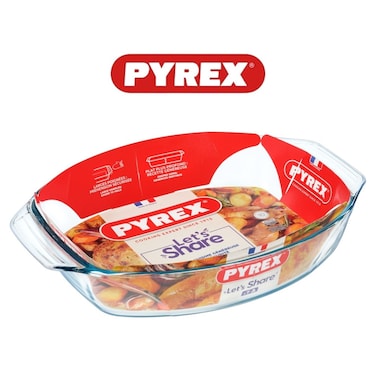 Pyrex Irresistible 4L Oval Glass Roaster - Durable Glass Bakeware for Roasts, Gratin, and More