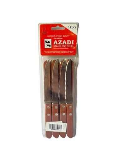 Azadi BOU-FS0030-1 Stainless Steel Knife Set 12-Pieces Kitchen Accessories Cutting Chopping Vegetables and Fruits