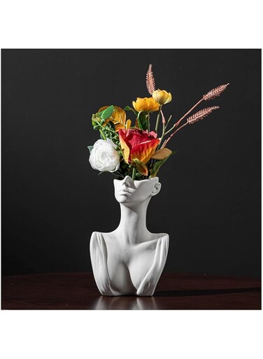 TTANTWFO 7.56'' Head Vase, Face Vase, Body Vase, Bust Statue, Morden Decor, Vases for Decor, Gifts for Women Man, Livingroom Home Decoration Table Center Piece (A)