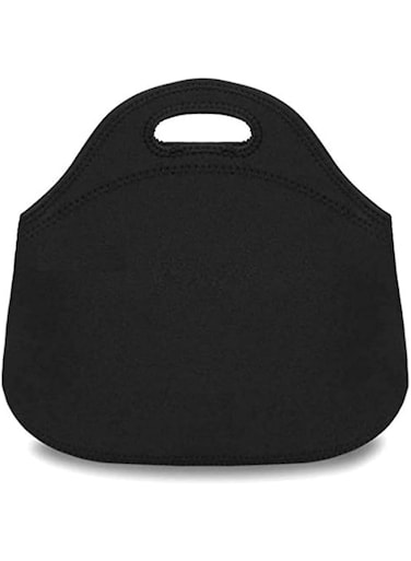 Black foldable neoprene thermal Lunch Bag with zipper