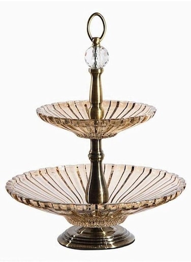 2 Tier Ornamental Fruit plate Metal Basket Modern Rack with Large Capacity