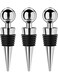 Stoppers for Wine Bottles 3Pcs Vacuum Wine Bottle Stopper with Silicone Reusable Wine Corks, Leak proof Keep Fresh Suitable for Standard (Silver, 3 Pack)