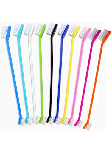 WEZCHUGHAOL 10 Pcs Dog Toothbrush, Cat Toothbrush, Double Headed Soft Bristle Pet Toothbrush, Pet Oral Cleaning Products for Dogs Cat Puppy and Most Pets