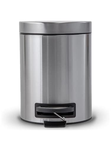Ninestars JCT-5-2, 5 L Pedal Operated Stainless Steel Kitchen Trash and Garbage Bin with Soft-Close Lid, Stay Open and Reinforced Pedal for Bathroom, Home and Office